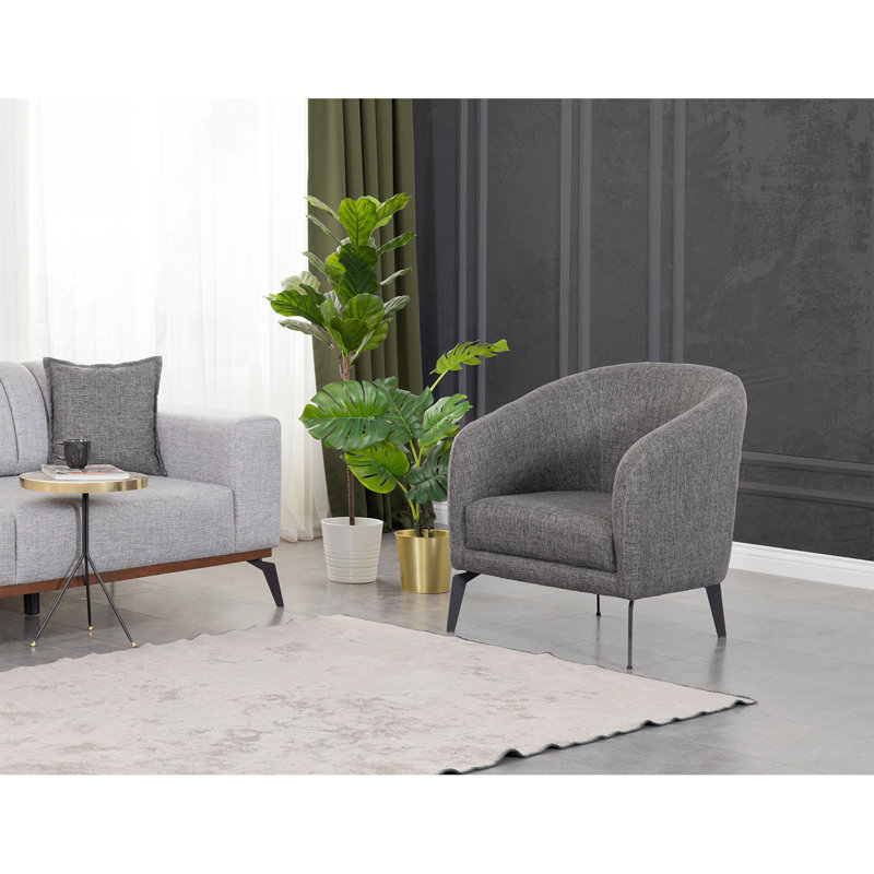 Fauteuil demi-tonneau en lin 27,56 po Striegel