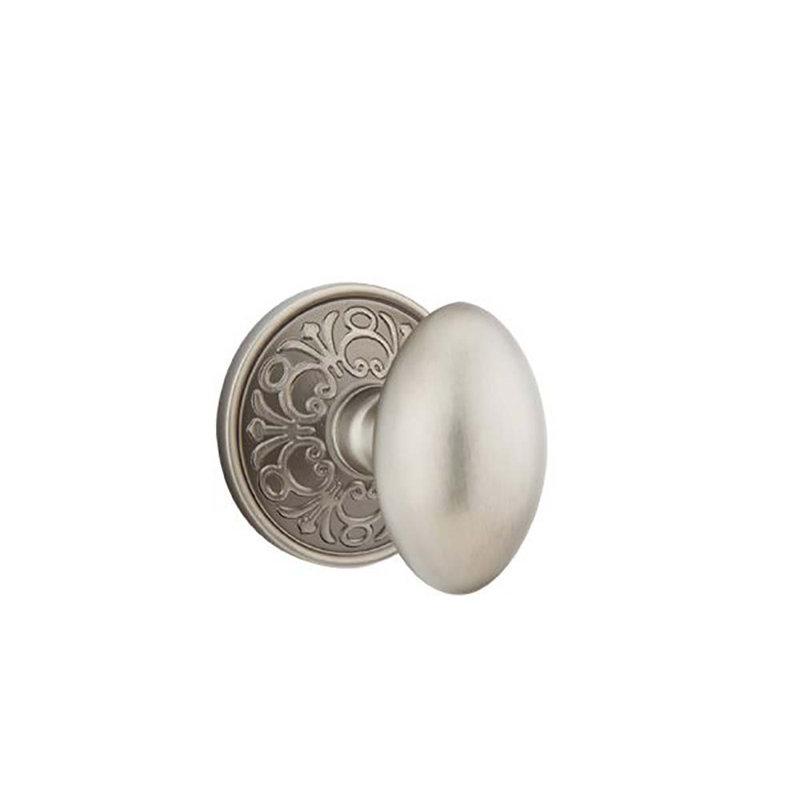 Ensemble de boutons de passage Emtek avec rosette Lancaster et bouton d'œuf, Étain