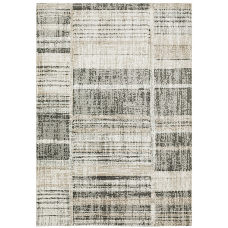 Tapis brun clair / gris anthracite tissé à la machine Chase, Rectangle 9 pi 10 po x 12 pi 10 po