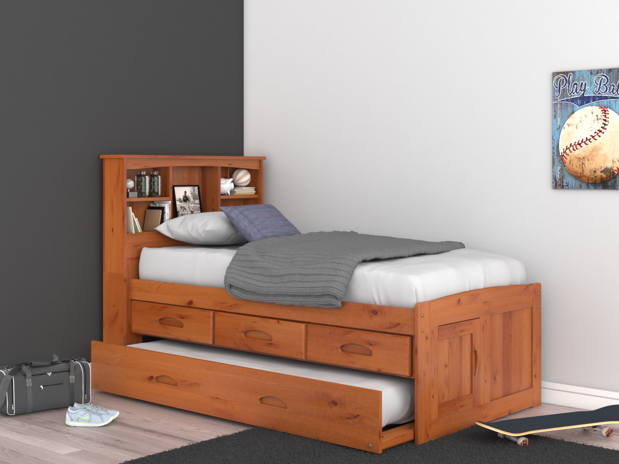 Viv Rae Beckford Twin 3 Drawer Solid Wood Mate s Captain s Bed with Bookcase Reviews Wayfair