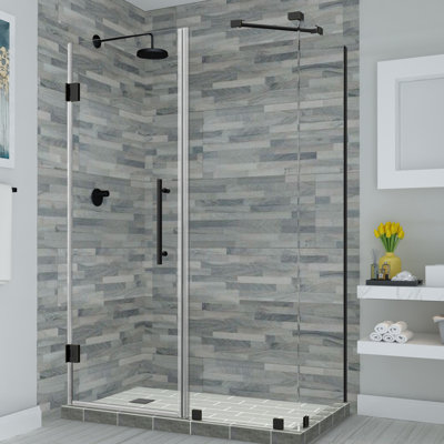 Cabine de douche rectangulaire à charnière sans cadre 44,25 po x 72 po Bromley