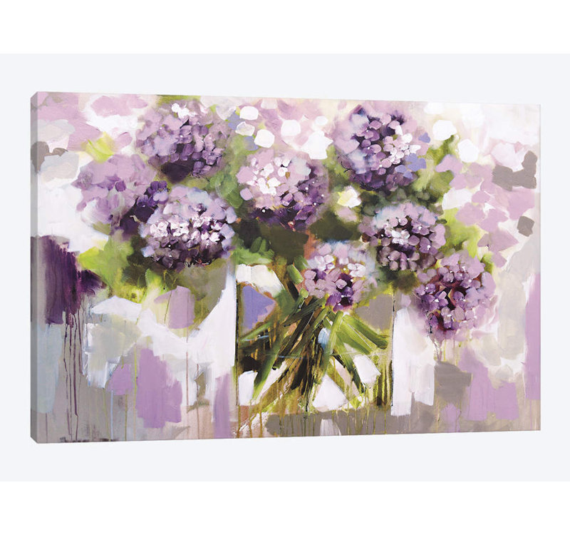 « rosé hortensia », impression sur toile, H 8 po x l 12 po x P 0,75 po, Toile tendue, Pas de tapis