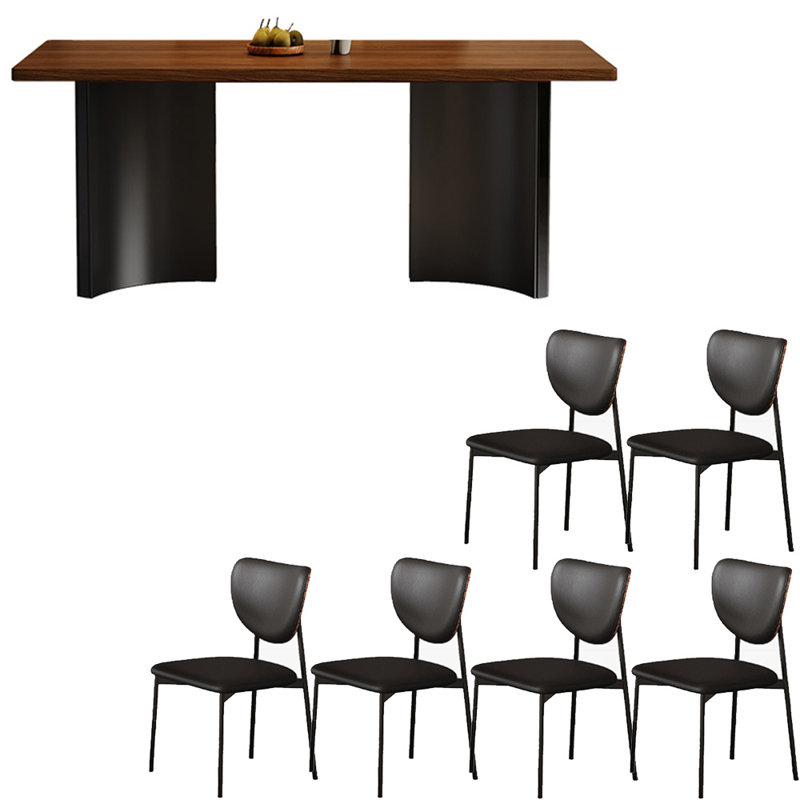 Medieval-style solid wood dining table set, 29.5"H x 70.8"L x 30.7"W