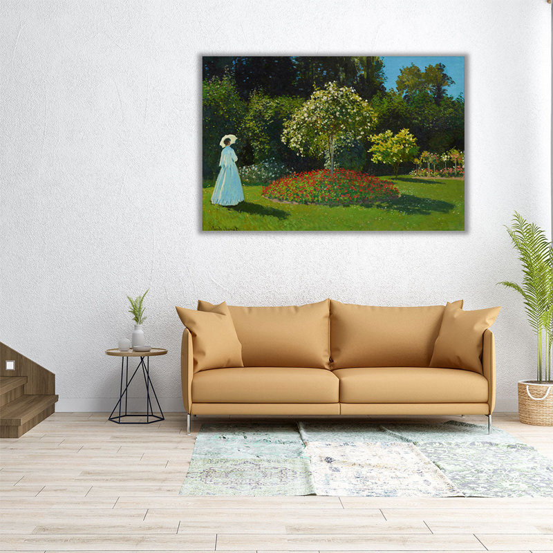 Dame dans le jardin, 1867 - reproduction d'art sur toile, H 20 po x l 30 po