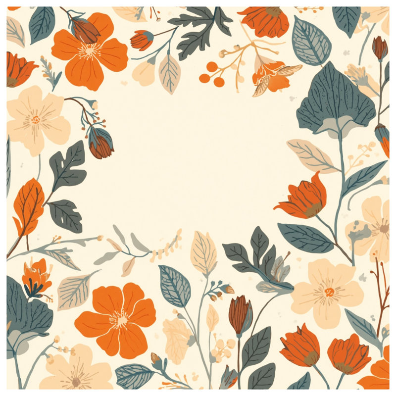 Édredon à bordure florale orange et beige, Simple extra long