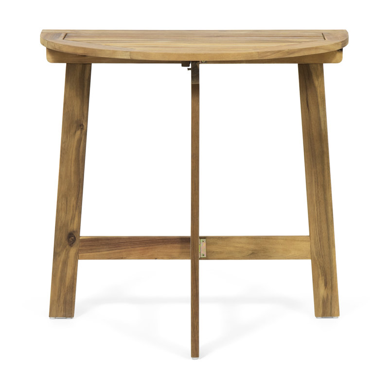 Natural Wood Table, Half-Round Shape, Foldable Function Bistro Design For Easy Space Management