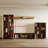 126" Wide Large Multi-Level Bookcase With Glass Rack