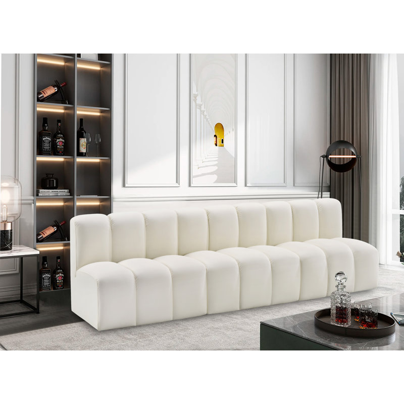 Canapé en cuir végétalien 89,5 po Izzac, Cuir crème végétalien