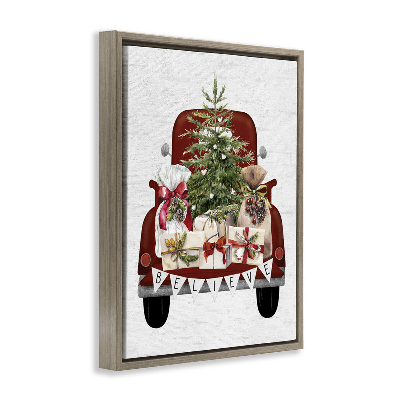 Camion de Noël Believe, H 21 po x l 17 po, Cadre flottant orme Montalcino