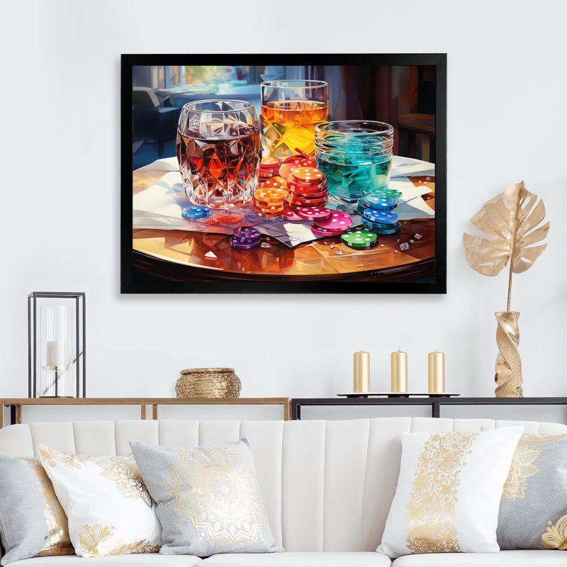 «Casino Royale Poker», reproduction sur toile, Cadre simple noir, H 30 po x l 40 po x P 1,5 po