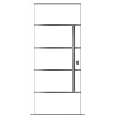 Porte d'entrée extérieure moderne en acier 36 po x 80 po - Inox S3