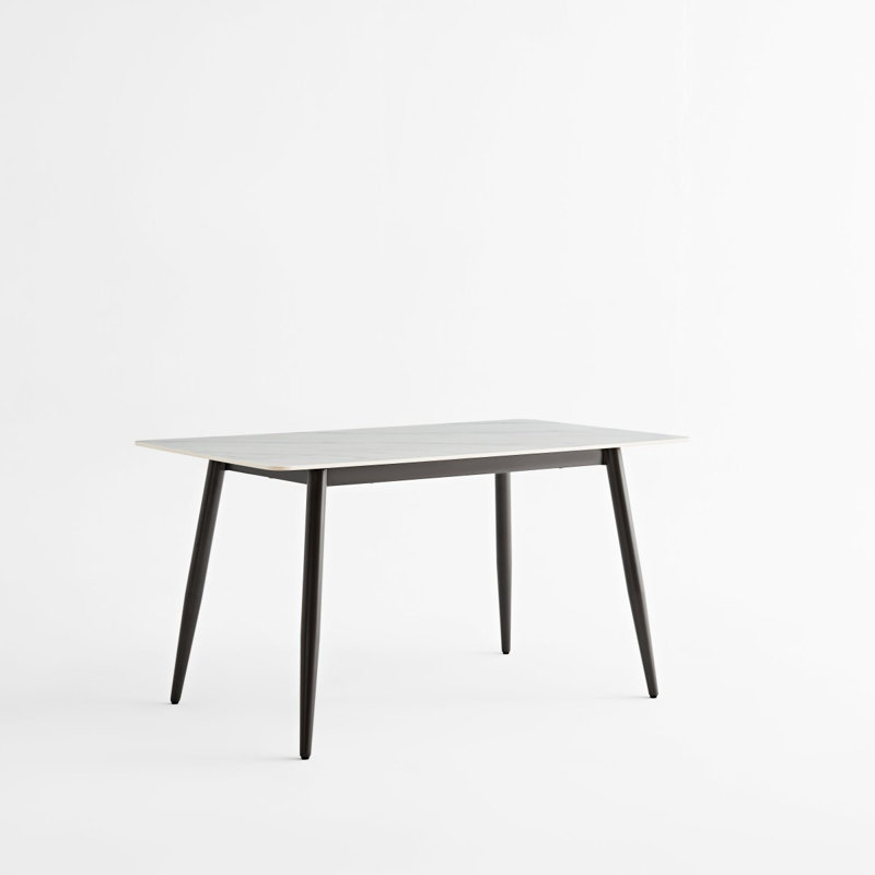 Large Rectangular Table With Strong Metal Base Modern Stone Dining Table For Kitchen 1.6M