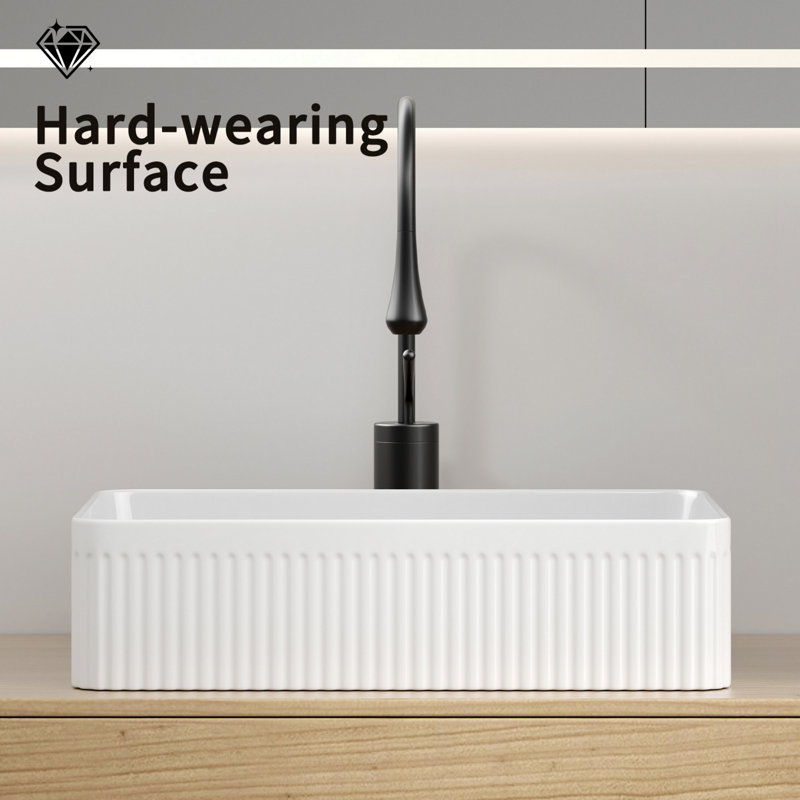 Rectangular Vessel Sink, Modern Style Bathroom Sink, Milk White