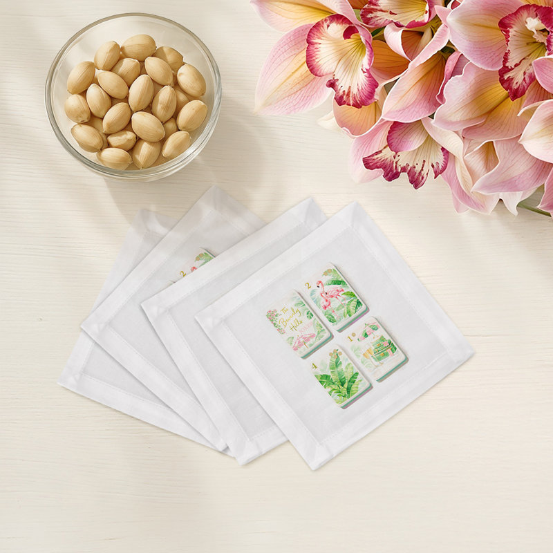 Mahjong Beverly Theme Mahj Cotton Sateen Cocktail Napkins
