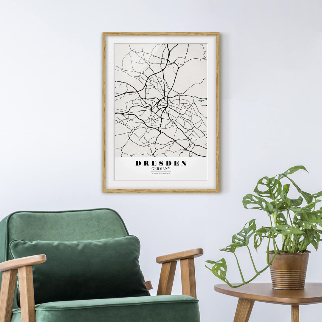 Gerahmter Kunstdruck Classic Dresden Street Map