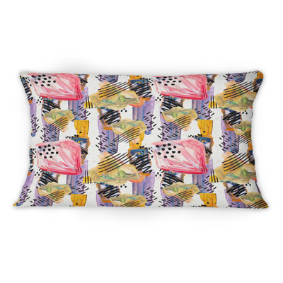 Coussin décoratif à motif rétro avec éléments roses et verts - mission et artisan 12 po x 20 po