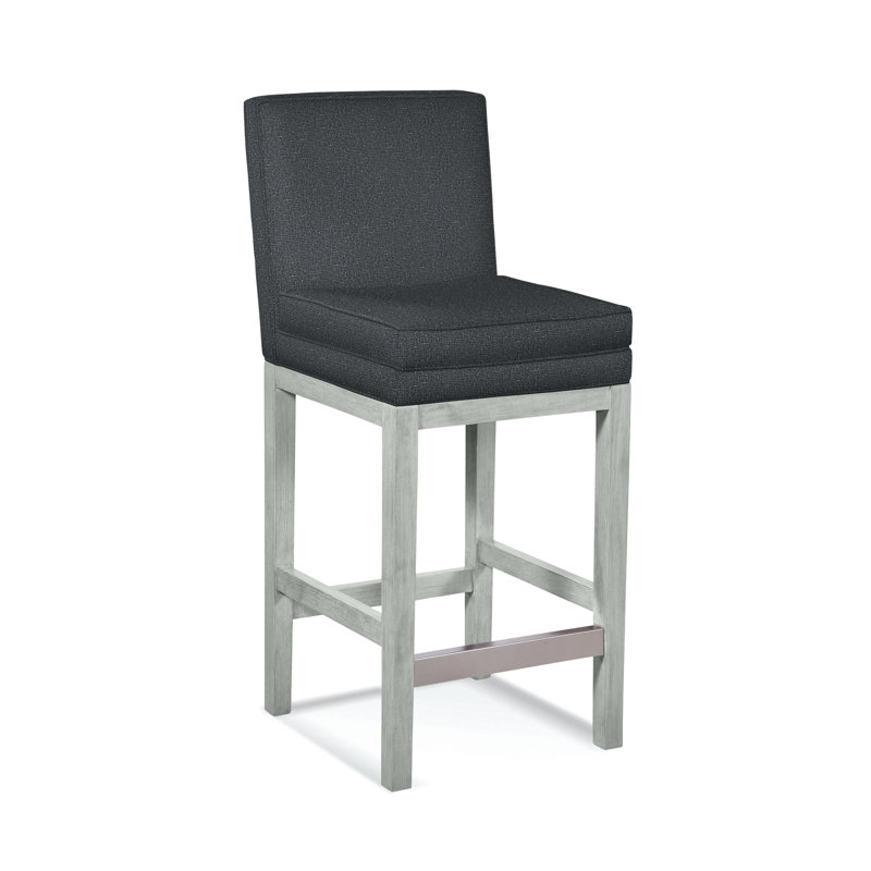 Upholstered Stool, Basic Blue; 0317-63, Nickel Finish
