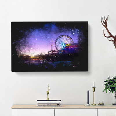 Santa Monica Pier Fairground - Wrapped Canvas