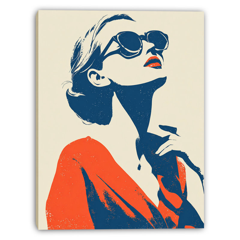 Art moderne moderne sur toile tendue avec des lunettes de soleil, H 40 po x l 30 po