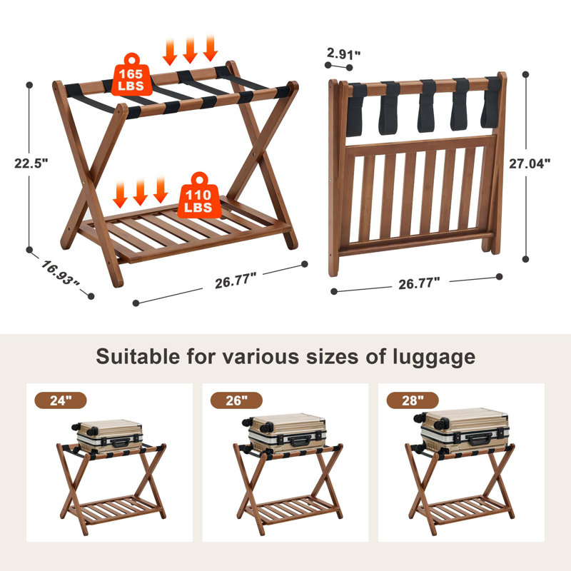 Ensemble de 2 porte-bagages entièrement assemblés, Noyer