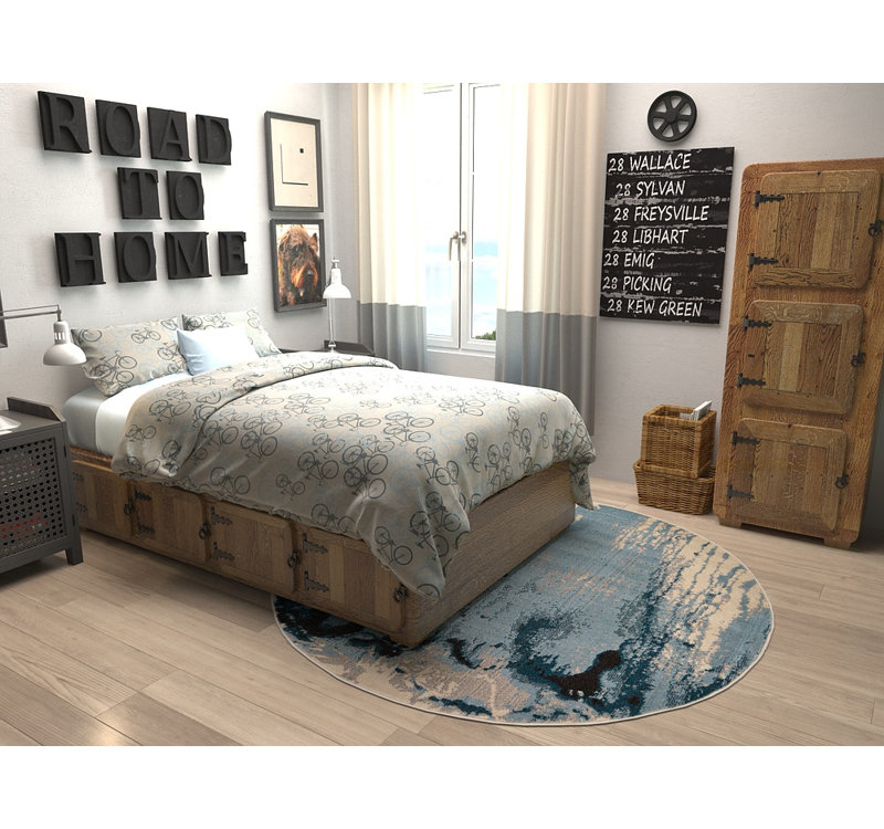 Eddins Washable Abstract Indoor Rug, Round 6'1"