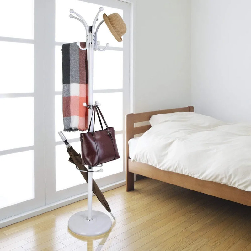 Amogha Freestanding 15 - Hook Coat Rack, White