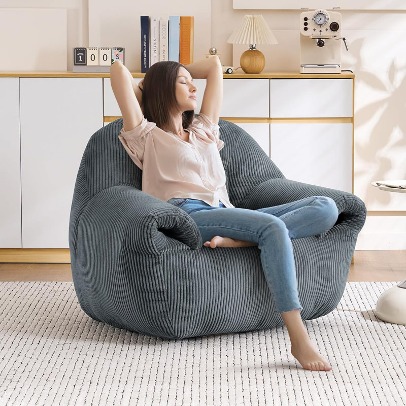 Bean Bag Chair For Adults, Blue Corduroy