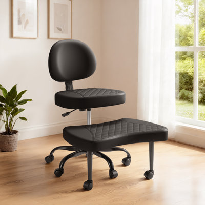 Ergonomic Cross Legged Chair, 360° Swivel Cross-Legged Chair With Wheels, Kneeling Chair With Footrest, Office/Chair