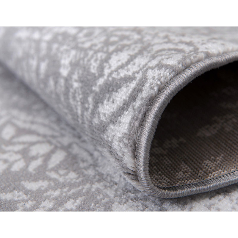 Tapis gris tissé à la machine Oneita, Tapis de couloir 3 pi 3 po x 16 pi 5 po