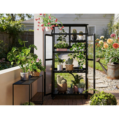 62 Inch Mobile Cold Frame With Adjustable Shelves & Anti-Tipping Design For Outdoor Garden