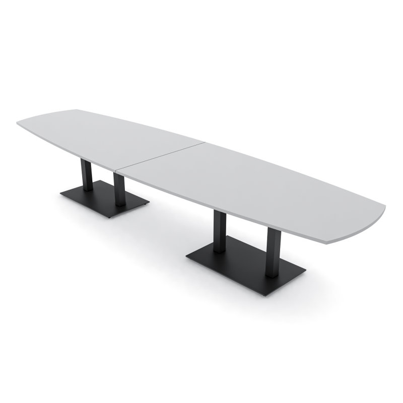 Table de conférence Arc Boat, Noir mat, H 30 po x l 168 po x P 48 po, Brouillard gris