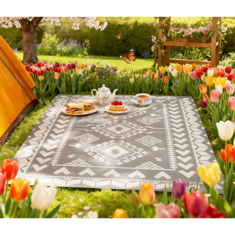Tapis d'extérieur pour le patio pour la décoration, tapis de camping extérieur portable, tapis réversible