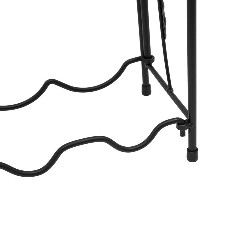Support à vin sur pied à 2 niveaux pour 4 bouteilles et 8 verres à pied, Bronze mat