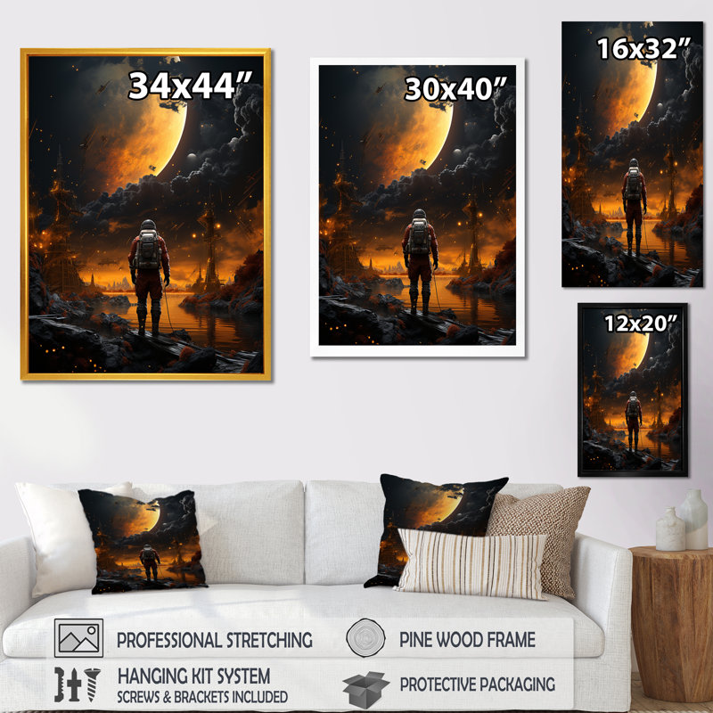Art noir de la planète noire, "Odyssée perdue II", H 44 po x l 34 po x P 1,5 po, Toile tendue