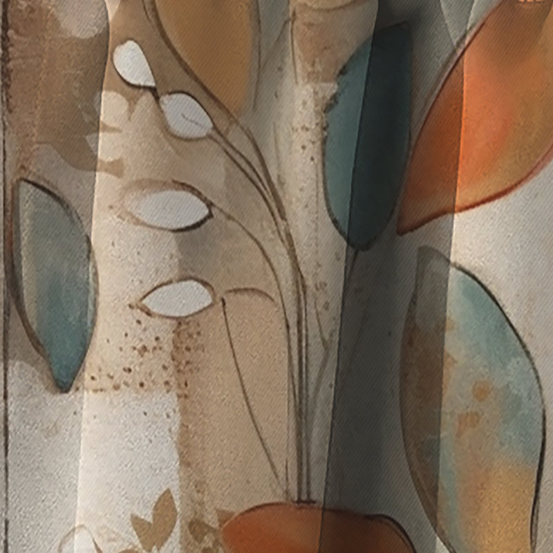 Green And Beige Channeling Bohemian Vibes - Boho Feather Blackout Geometric Curtain - 1 Panel, 52" W x 120" L