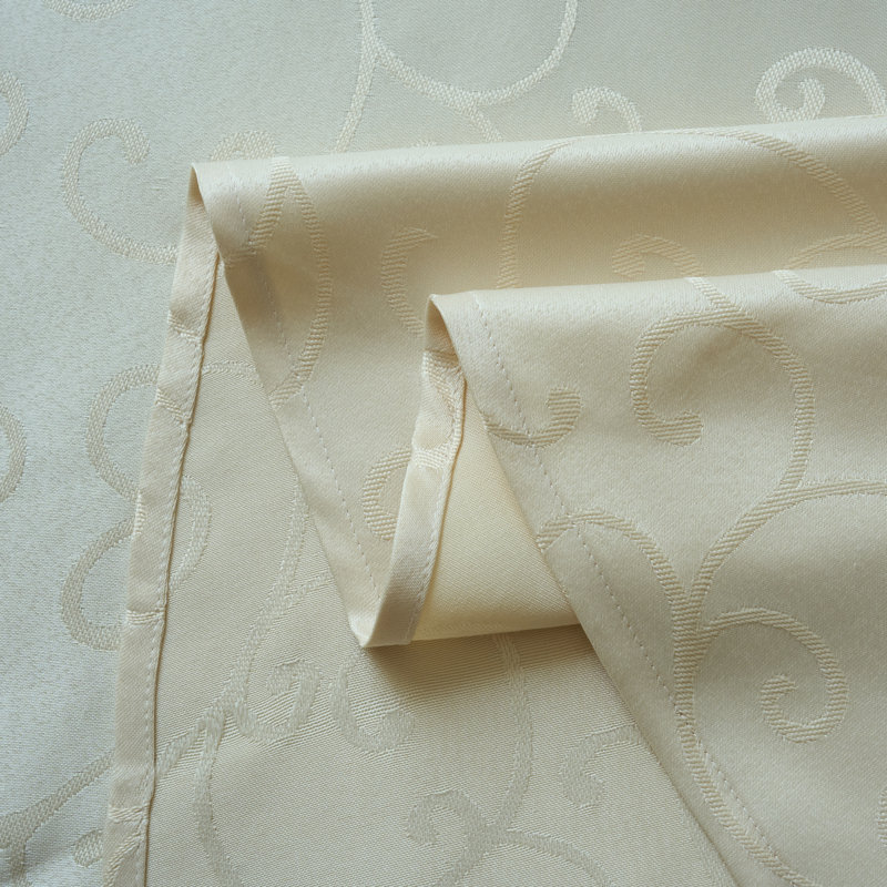 Nappe en jacquard imperméable, épaisse, élégante, douce et de qualité supérieure, Crème, crème, Rond 90 po