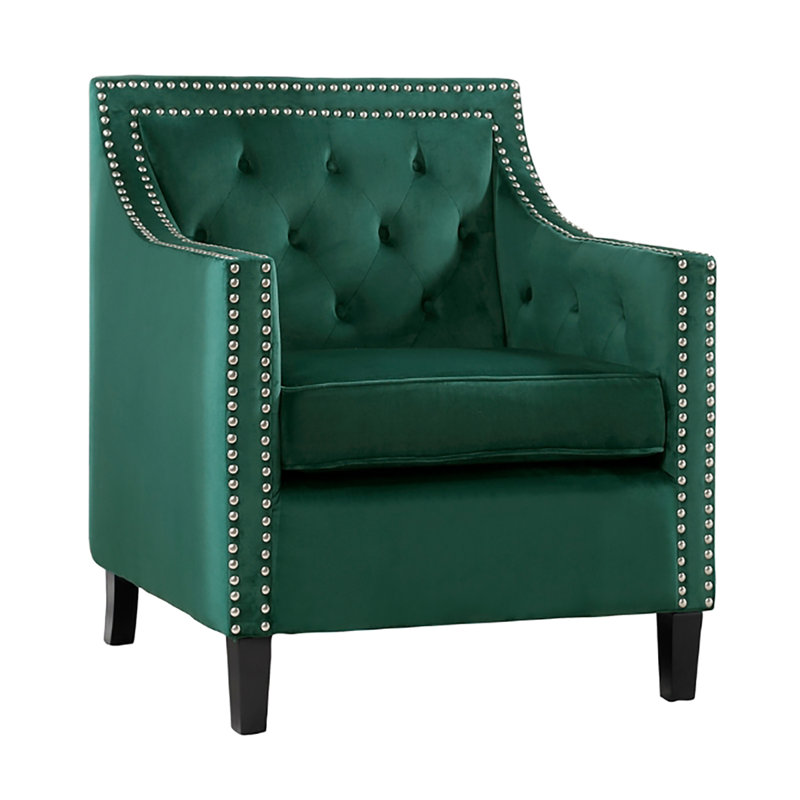Khodyn 29.5" Accent Chair - Velvet Chair, Refined Nailhead Trim Accents, Luxurious Velvet Upholstery, Forest Green Velvet
