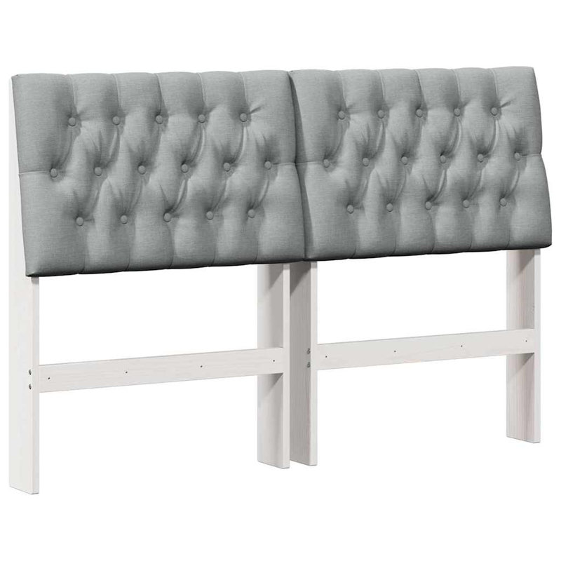 Solid Wood Headboard, UK King - DE 150 x 200 cm, Light Grey, White
