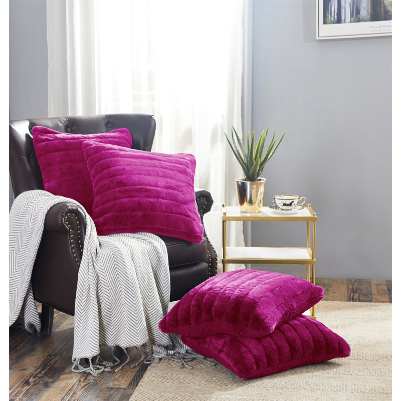 Super Mink Square Pillow Cover, Fuchsia Rose