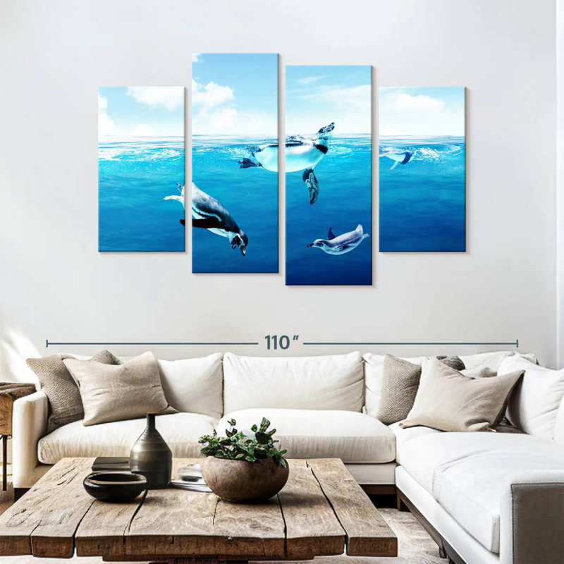 Brampt Penguins Underwater, 54" H x 84" W