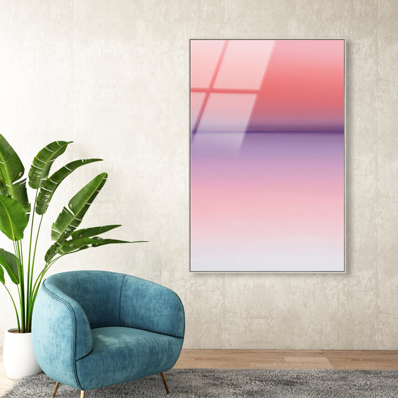 Peach Coastline II Print by Oliver Gal, 55"H x 37"W, Silver Floater Frame