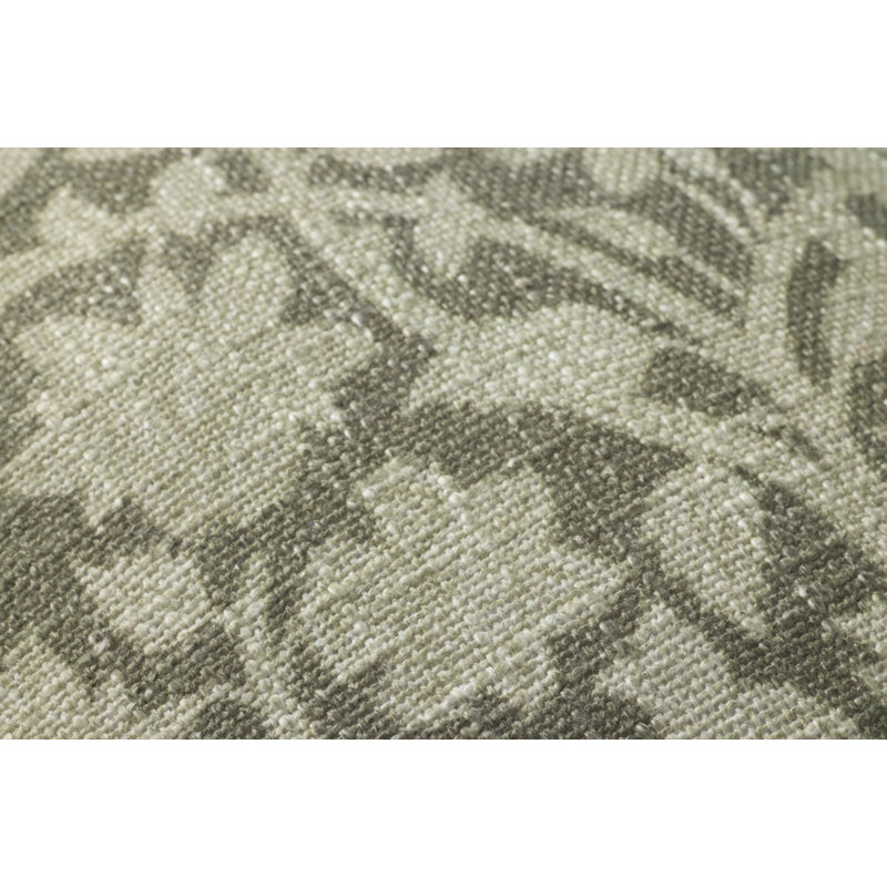 Green Floral Cotton Throw Pillow with Ruffled Edges, 18" x 18"