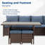 Canapé modulaire d'extérieur en osier 7 pièces 7 pièces avec coussins bleus avec repose-pieds et table de salle à manger-279165537