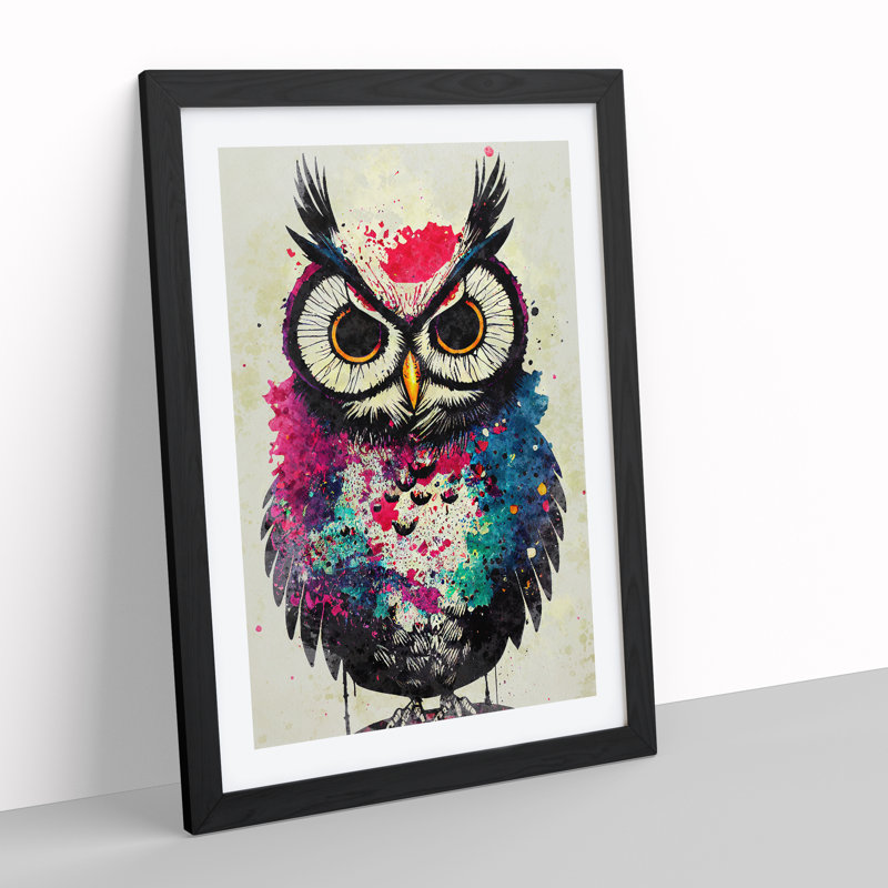 Owl - Framed Print, Black, 64cm H x 46cm W x 2cm D