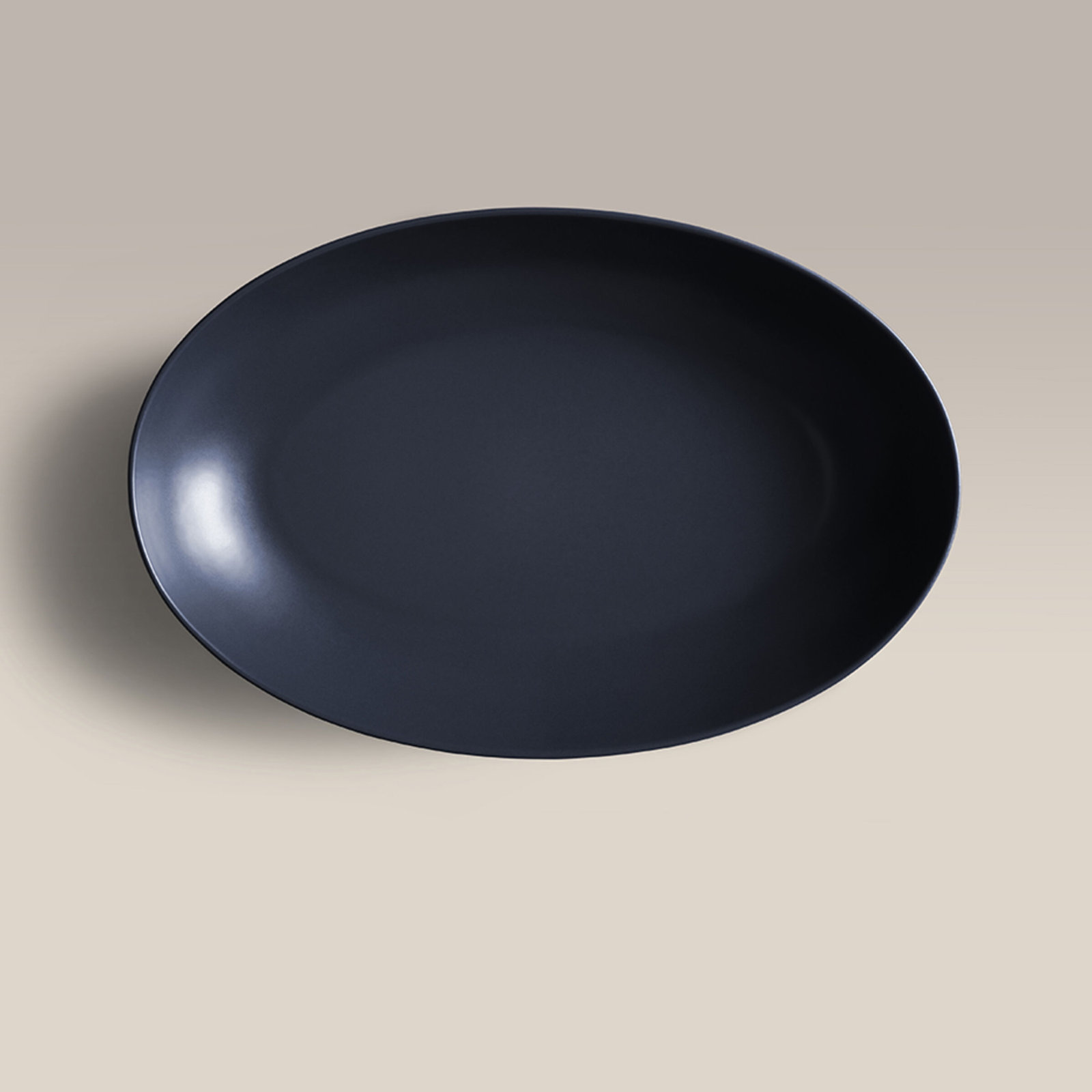 Ceramic Low Oval Serving Bowl, Midnight