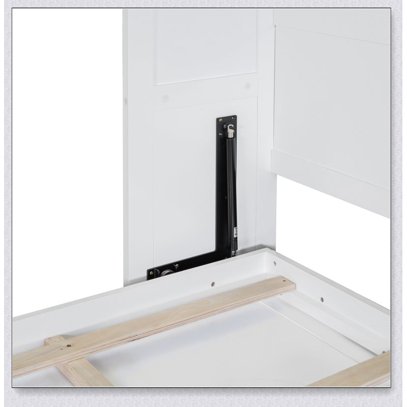 Murphy Bed Cabinet With Outlets, White, Queen