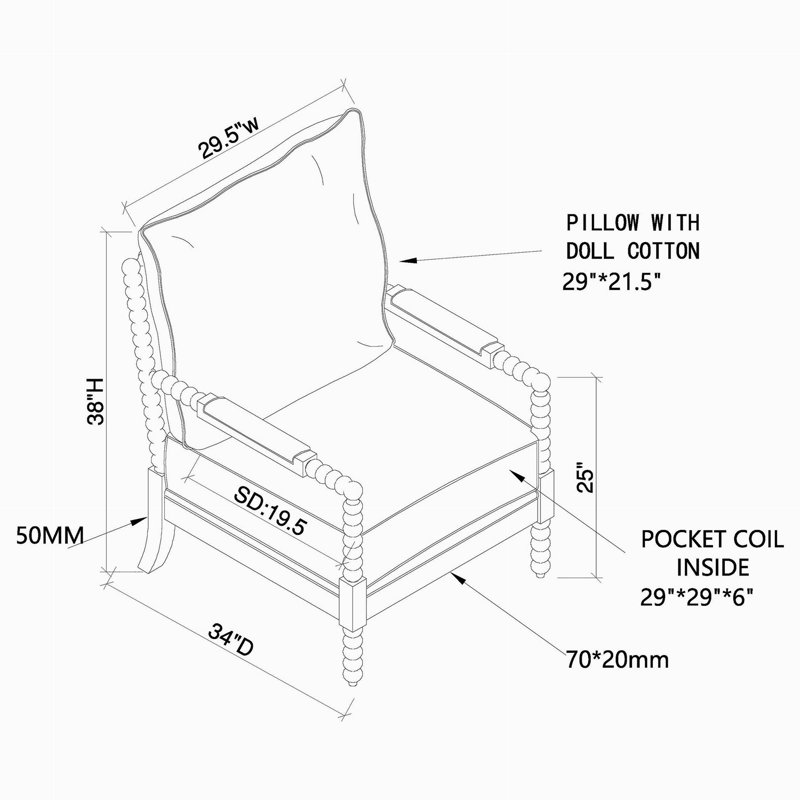 Fauteuil d'appoint Herndon, Rayures bleu marine, Blanc