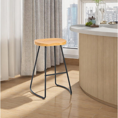 Tabouret de bar 26 po pour îlot de cuisine, selle rustique, tabourets sans dossier avec pieds en métal