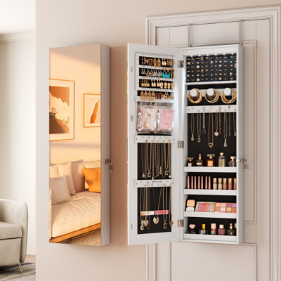 Armoire à bijoux 42,5 po avec lumières DEL, armoire à bijoux murale / suspendue