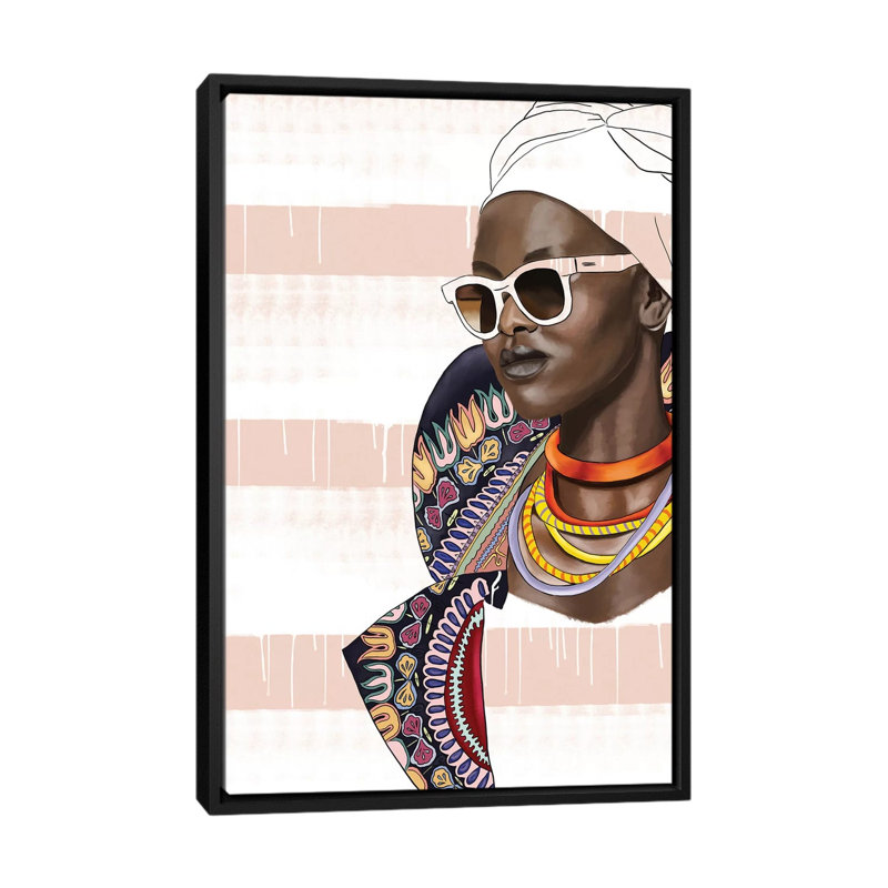 " Bring It " by Sana Jamlaney, 26" H x 18" W x 1.5" D, Black Framed Canvas, No Mat